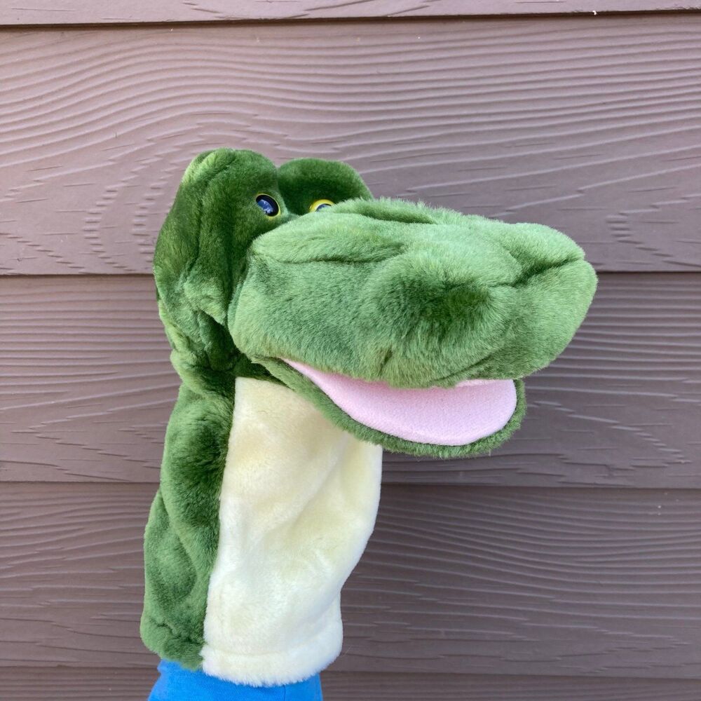 Alligator Hand Puppet Aurora Crocodile Plush Stuffed Toy Green Captain Hook 10”